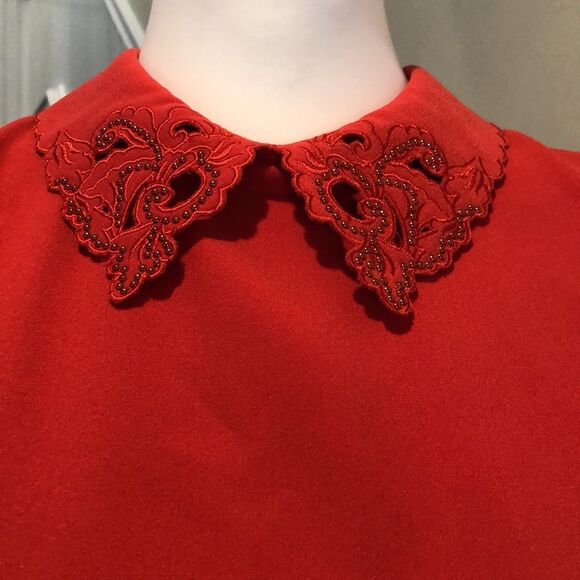 TED BAKER LONDON Red Sleeveless Holiday Dress Keyhole Accent On Back Sz 2 - Picture 7 of 16